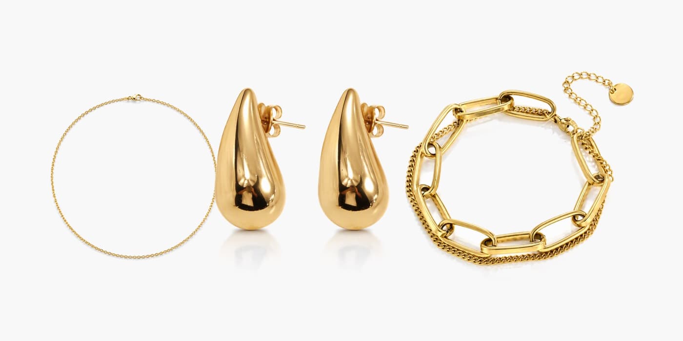 Gold Minimalist Teardrop Jewelry Set
