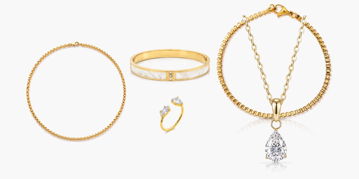 Gold Minimalist Jewelry Layered Set