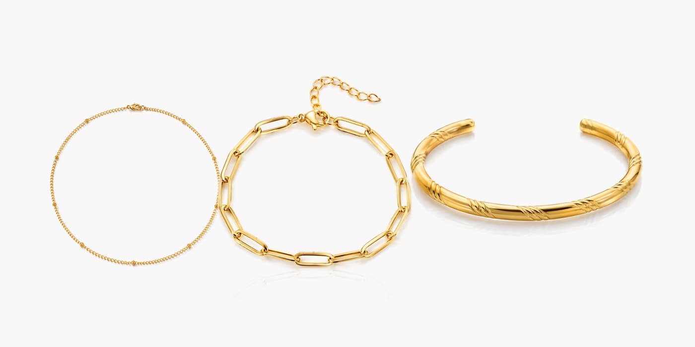 Gold Minimalist Necklace & Bracelet Layered Set