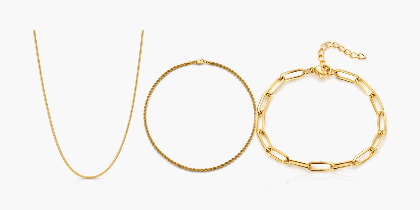 Gold Minimalist Necklace & Bracelet Stack
