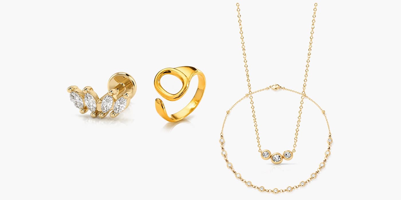 Gold Minimalist Leaf Jewelry Set