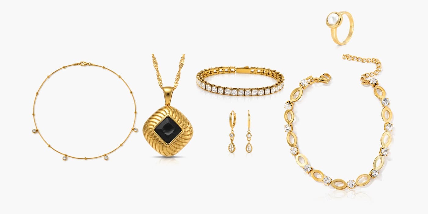 Gold Classic Jewelry Layering Set