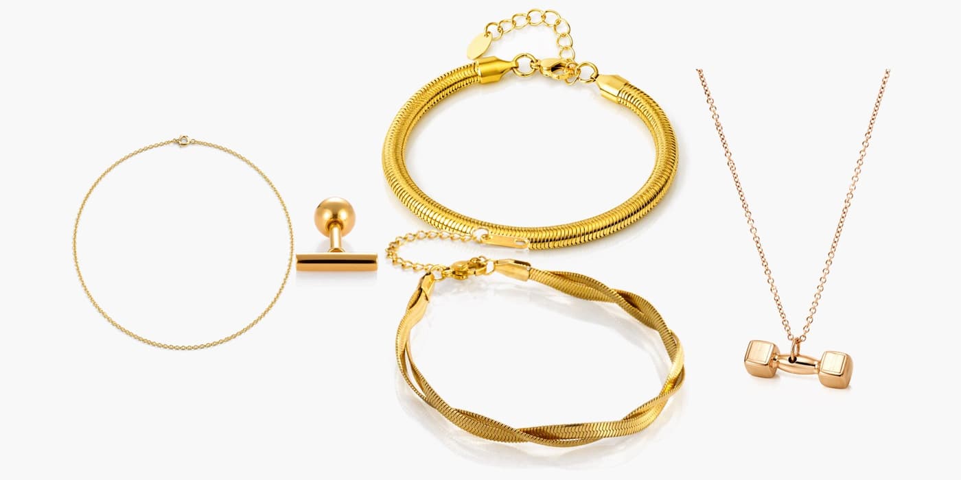 Gold Classic Bar Jewelry Set