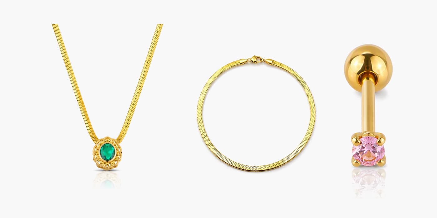 Warm Gold Layering Necklace & Earrings Set