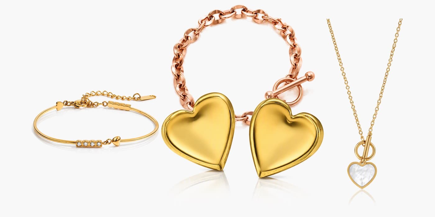 Gold Classic Heart Jewelry Set