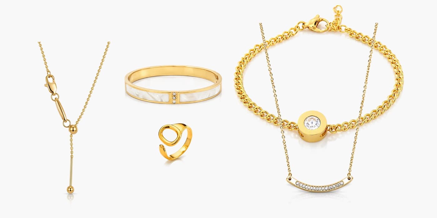 Gold Minimalist Bar Jewelry Layering Set