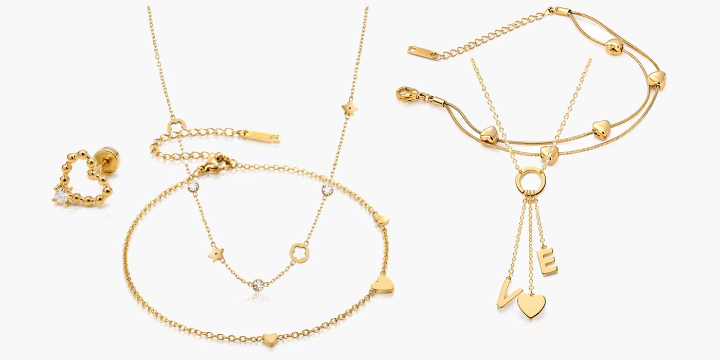 Gold Minimalist Heart Jewelry Gift Set