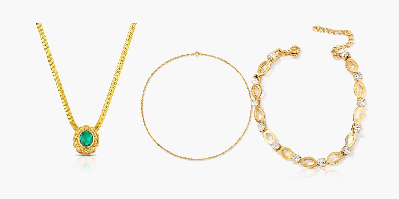 Warm Gold Layering Necklace & Bracelet Set
