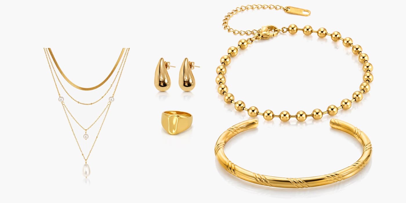 Gold Classic Teardrop Jewelry Set