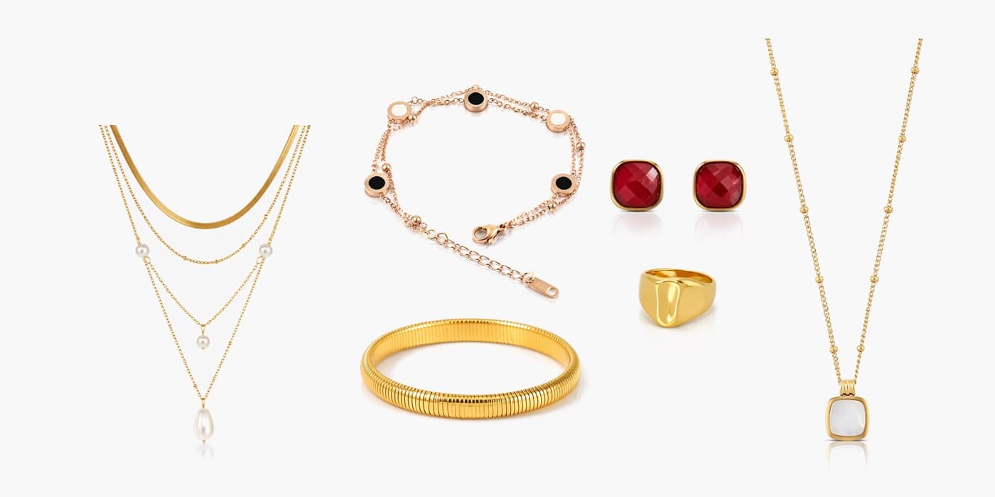 Gold Minimalist Jewelry Layering Set