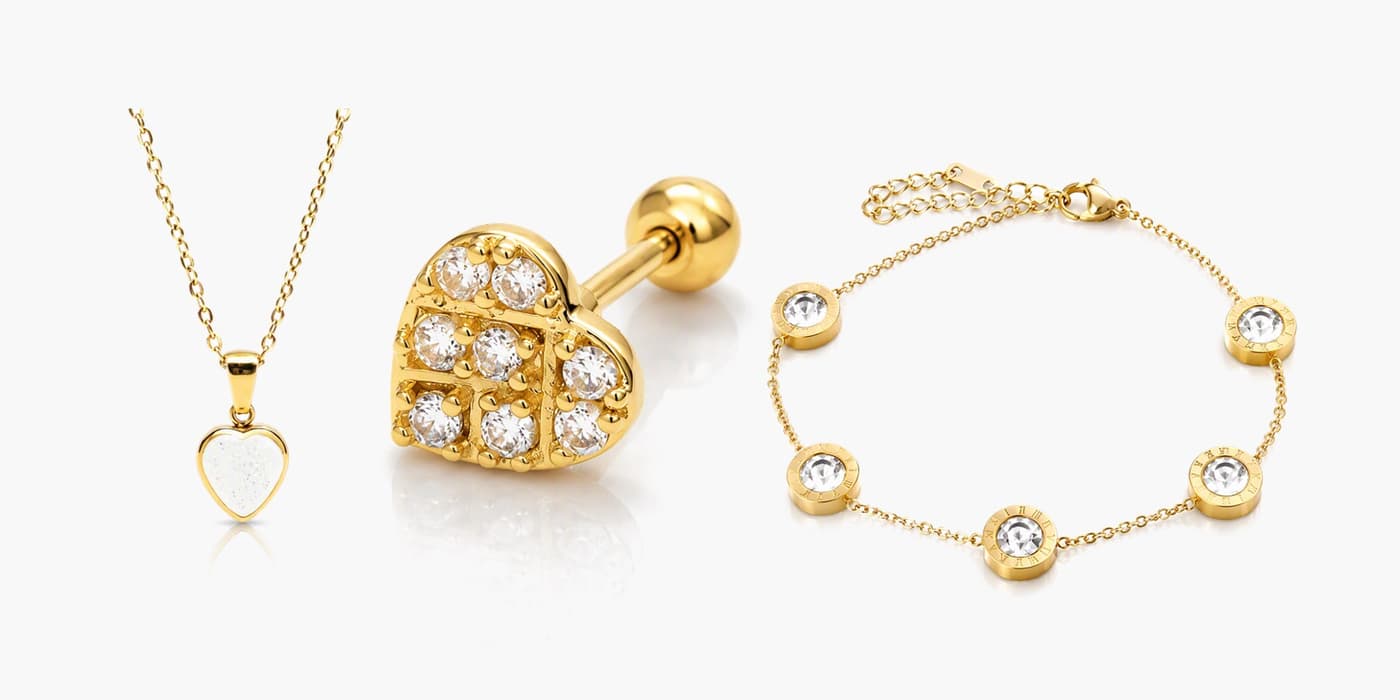 Dainty Gold Heart Trio