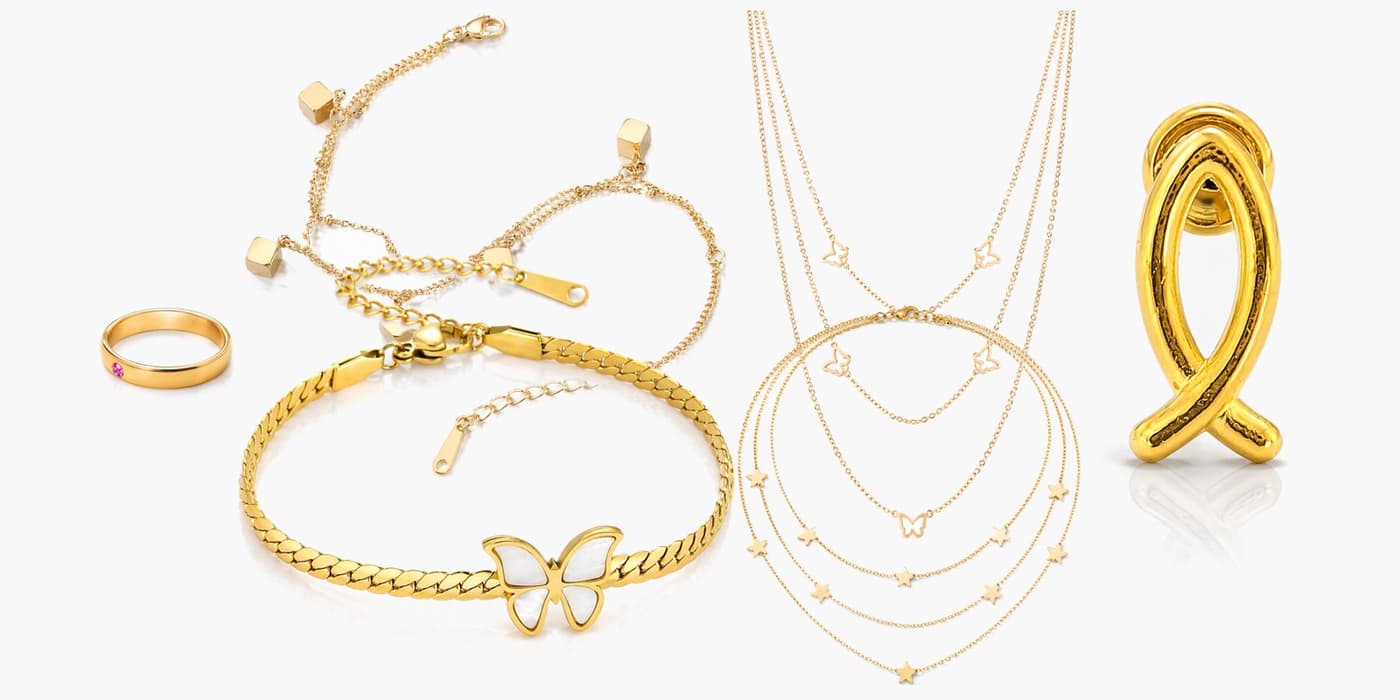 Gold Butterfly Jewelry Stack