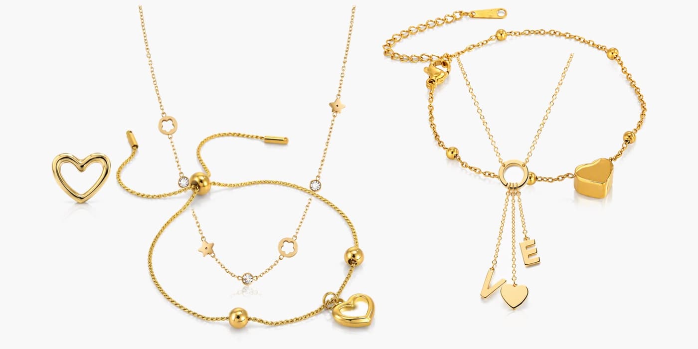 Gold Minimalist Heart Jewelry Gift Set
