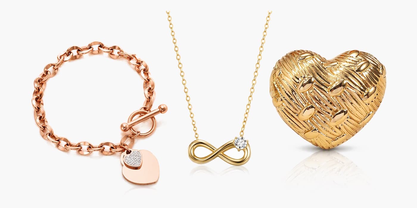 Gold Heart Jewelry Set