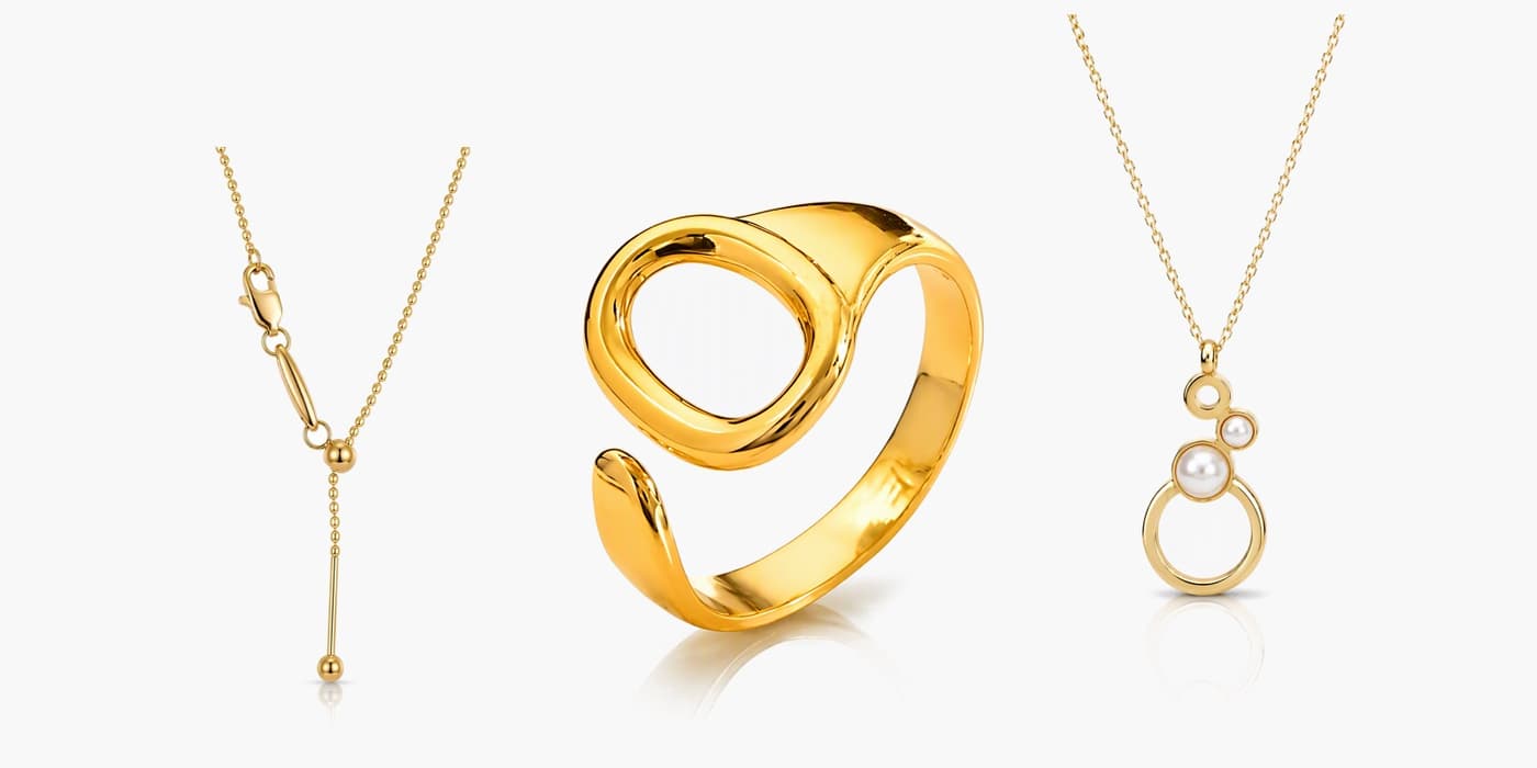 Gold Circle Necklace & Ring Set