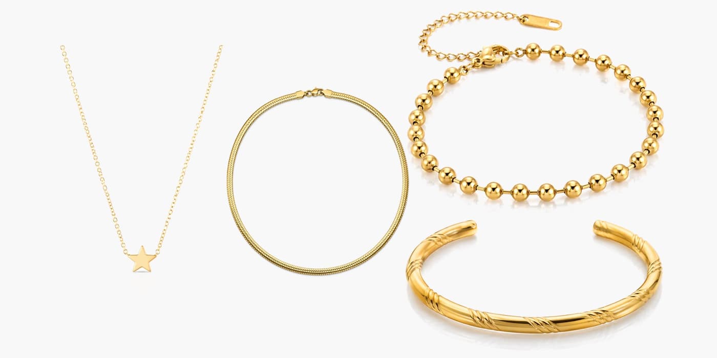 Gold Classic Necklace & Bracelet Set