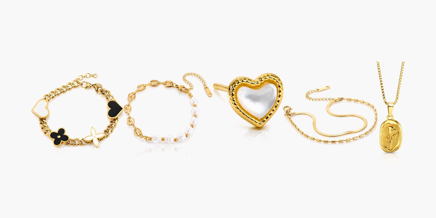 Gold Classic Heart Jewelry Set