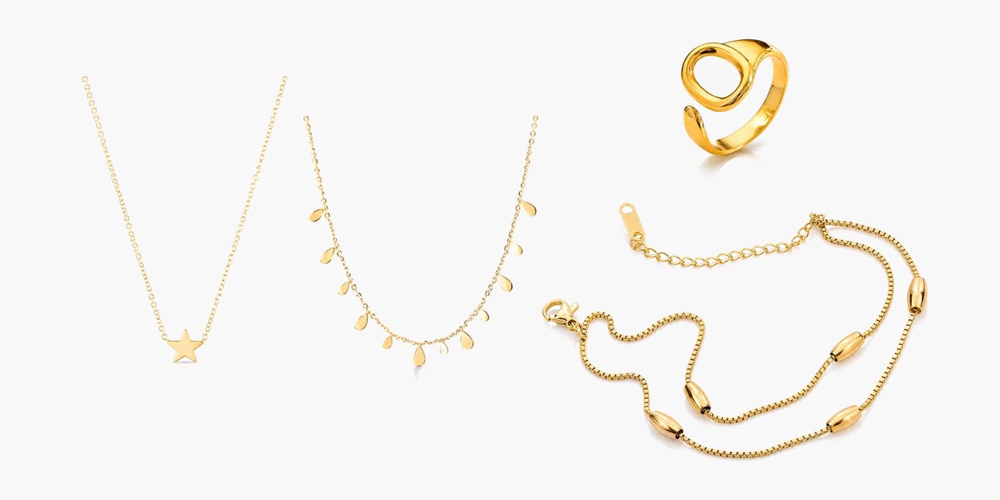 Gold Minimalist Teardrop Jewelry Layering Set