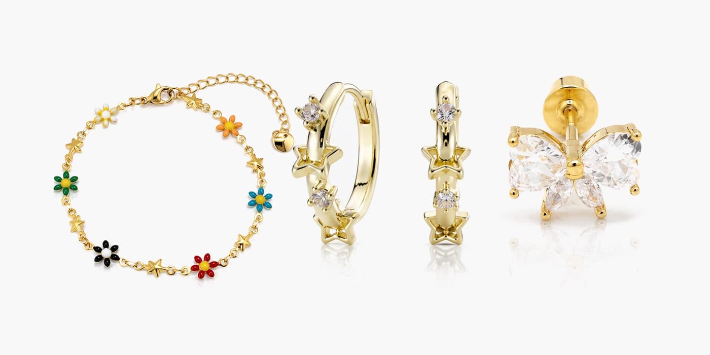 Y2K Gold Star Jewelry Set