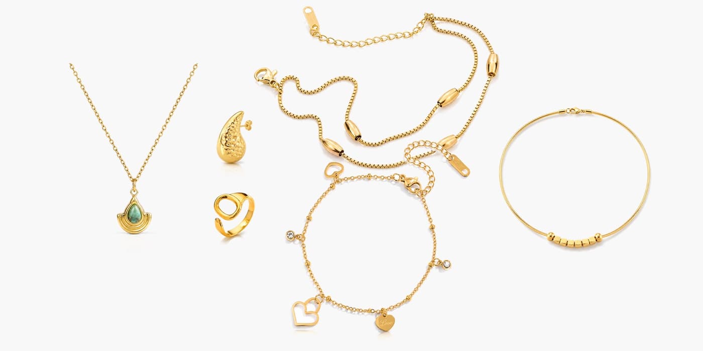 Minimalist Gold Teardrop Jewelry Layering Set