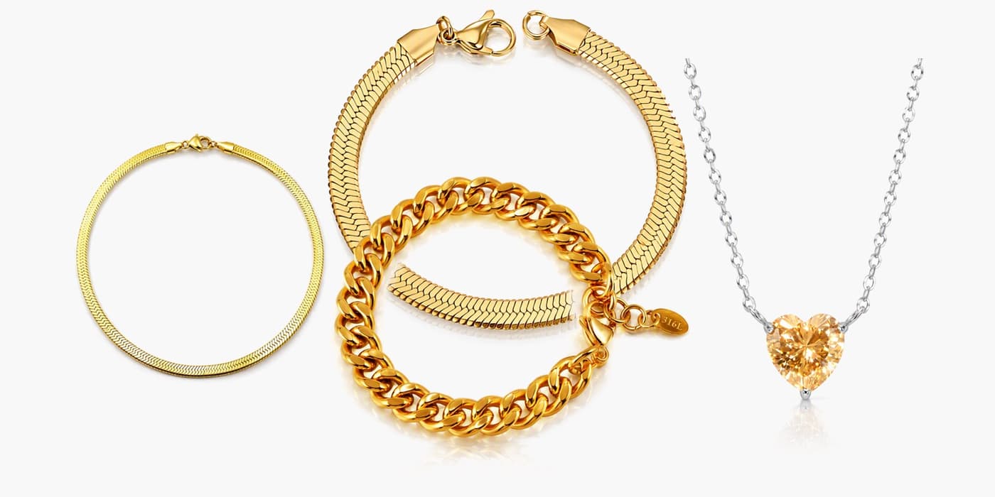 Silver Classic Heart Necklace & Bracelet Set