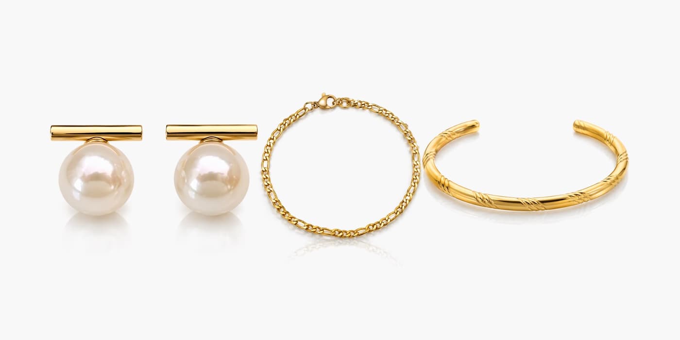 Classic Gold Earrings & Bracelet Stack
