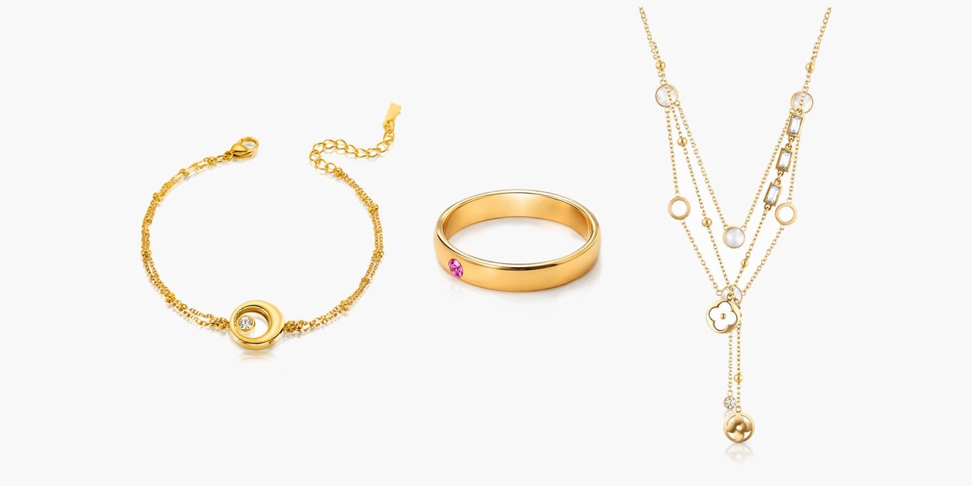 Gold Minimalist Flower Jewelry Layered Set