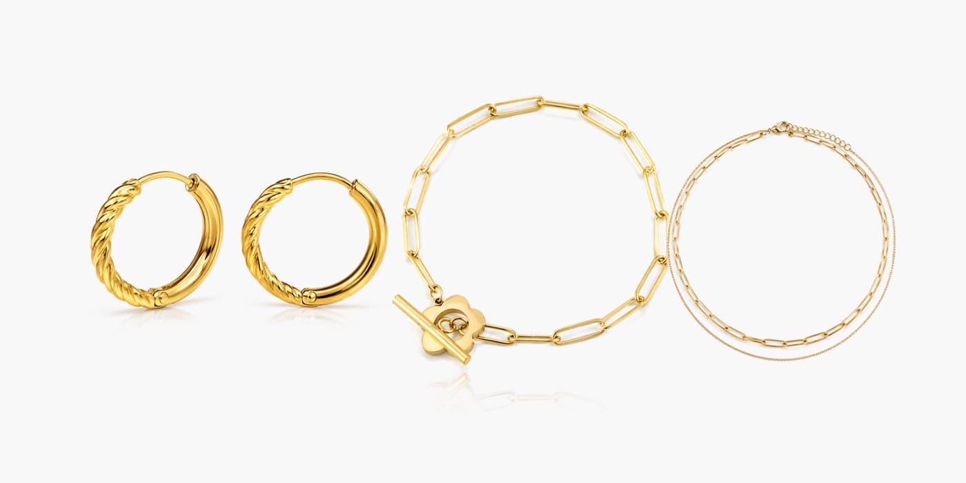 Gold Minimalist Jewelry Layered Set