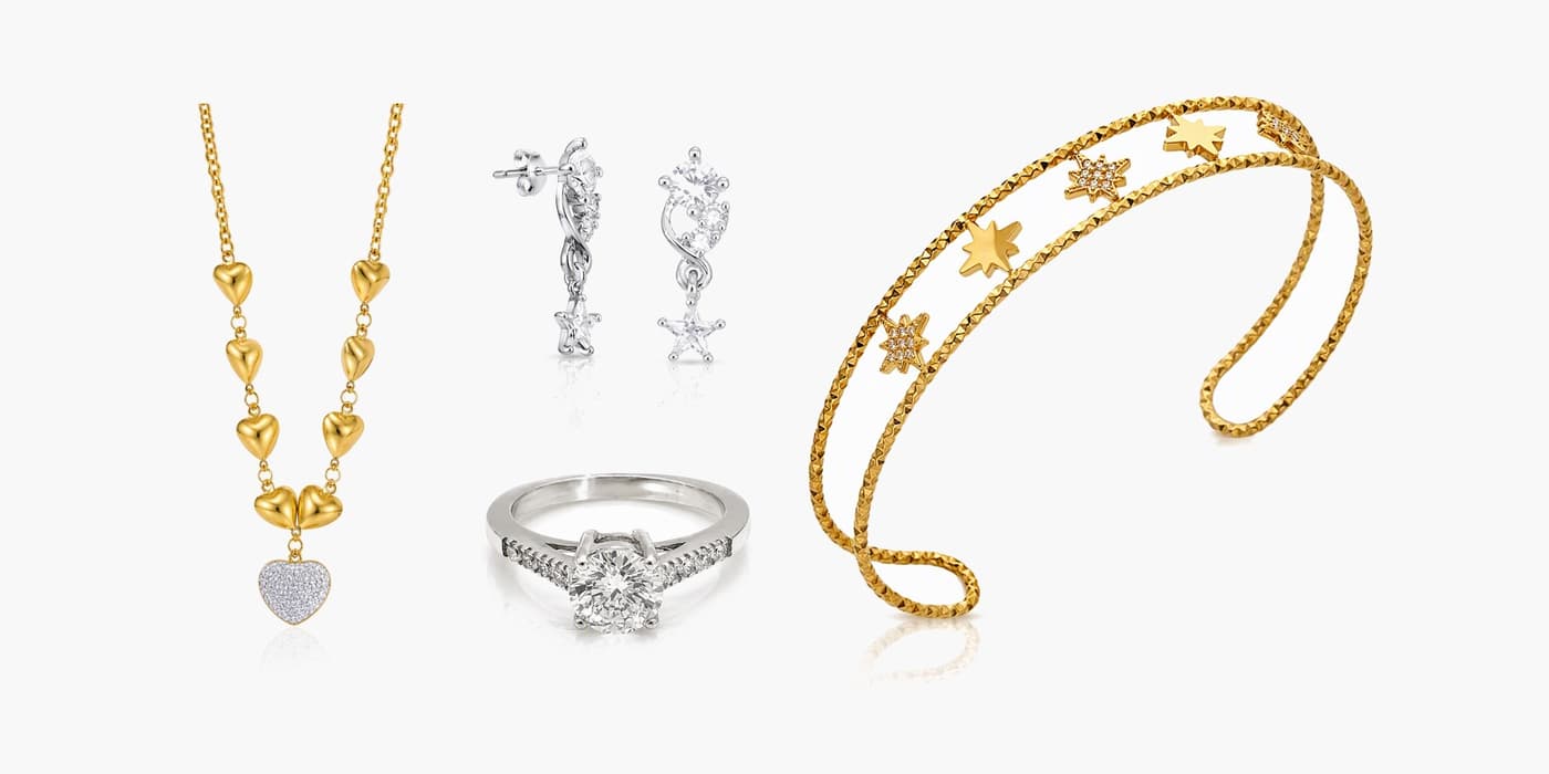 Sparkling Silver Star Jewelry Set