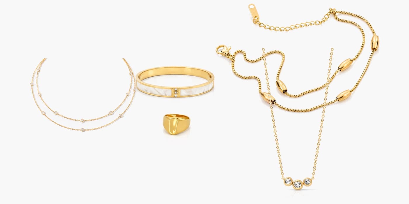 Gold Minimalist Jewelry Layering Set