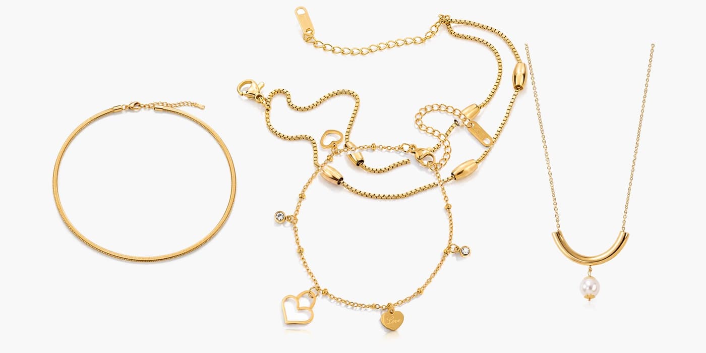 Gold Minimalist Bar Necklace & Bracelet Layering Set