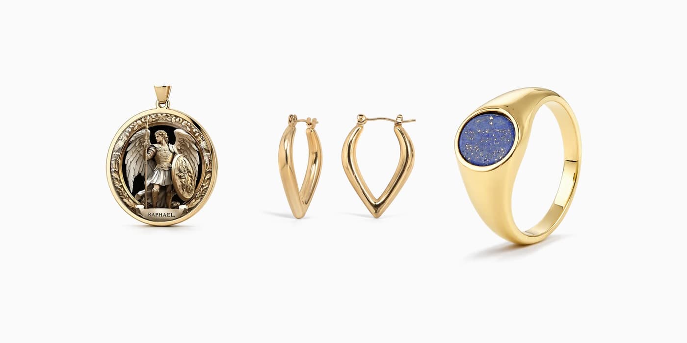 Gold Classic Feather Jewelry Stack