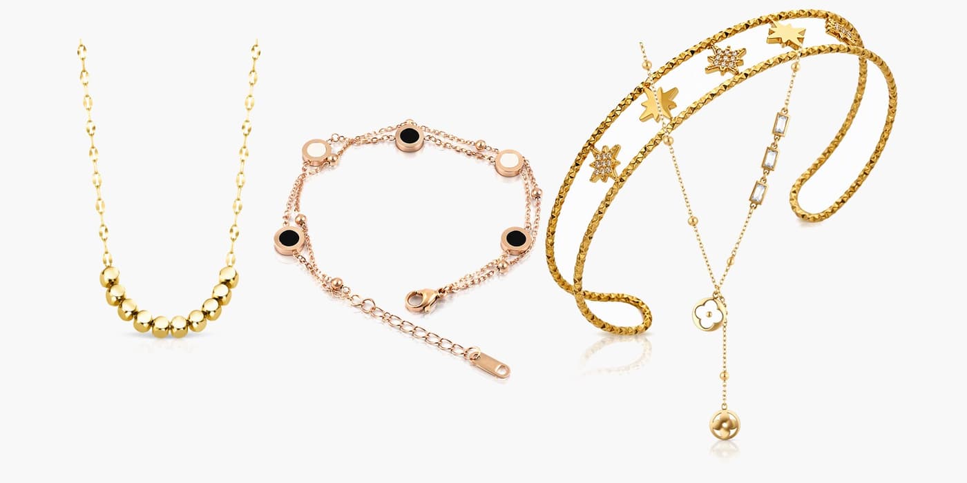 Gold Minimalist Circle Necklace & Bracelet Layering Set