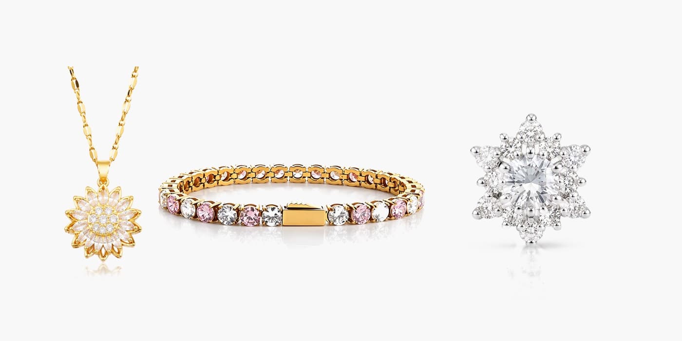Sparkling Silver Flower Jewelry Trio