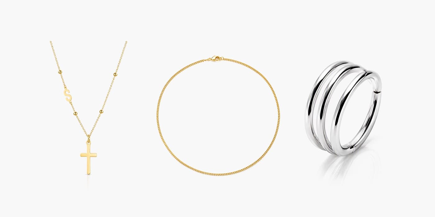 Silver Layered Minimalist Necklace and Ring Set