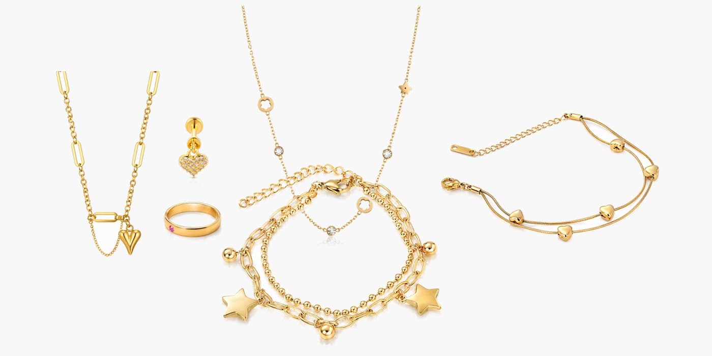Gold Minimalist Heart Jewelry Gift Set
