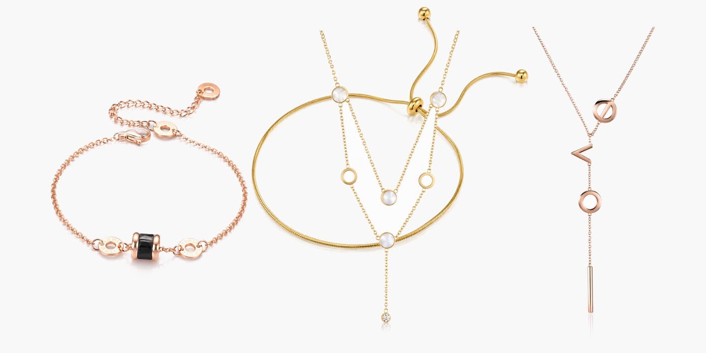 Warm Minimalist Layered Necklace & Bracelet Set