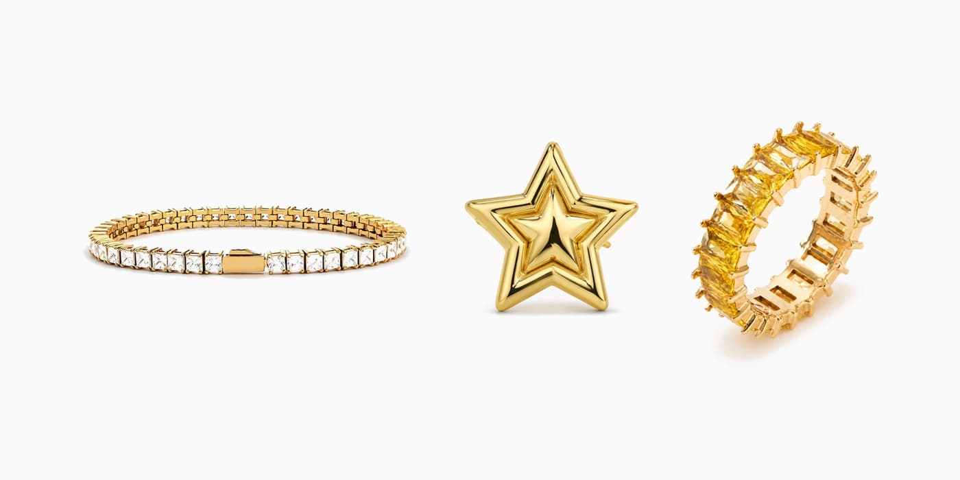 Gold Sparkling Star Jewelry Trio