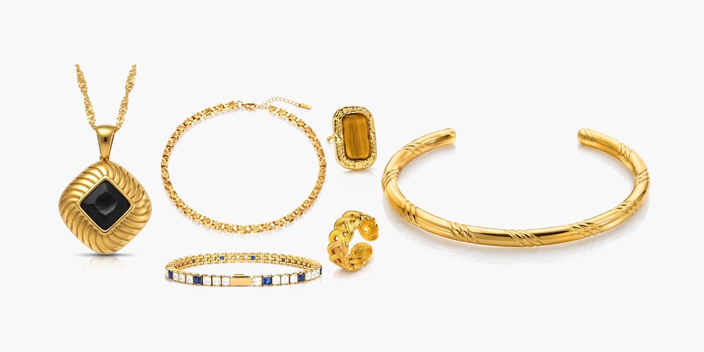Gold Classic Bar Jewelry Set