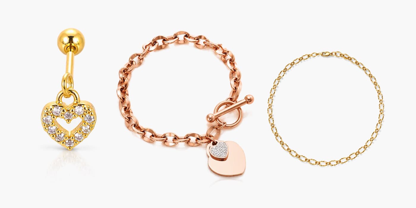 Gold Classic Heart Jewelry Set