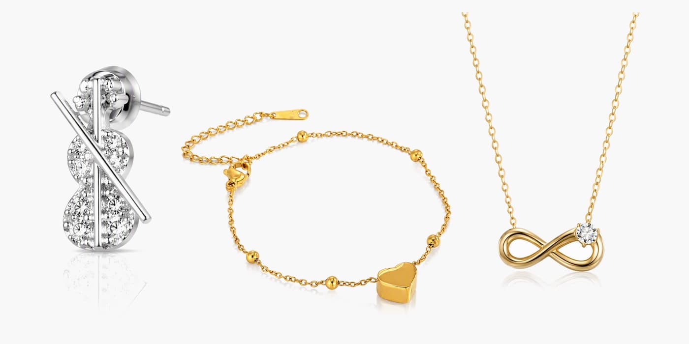 Minimalist Silver Infinity Jewelry Set