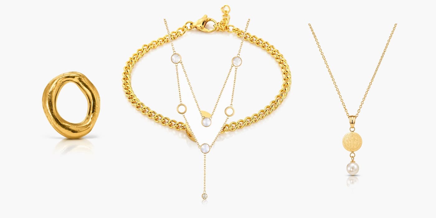 Gold Bar Jewelry Set