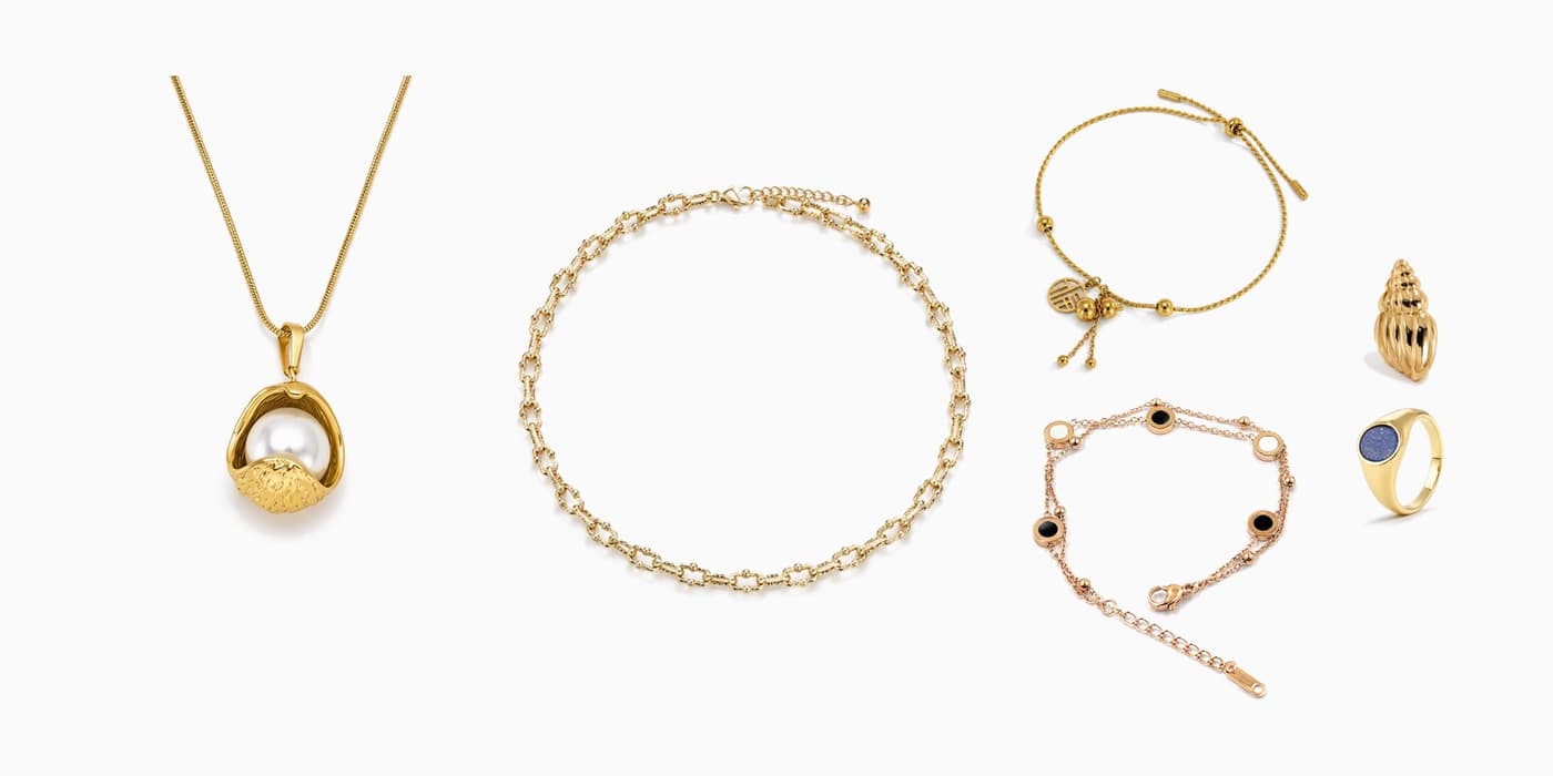 Gold Shell Jewelry Stack
