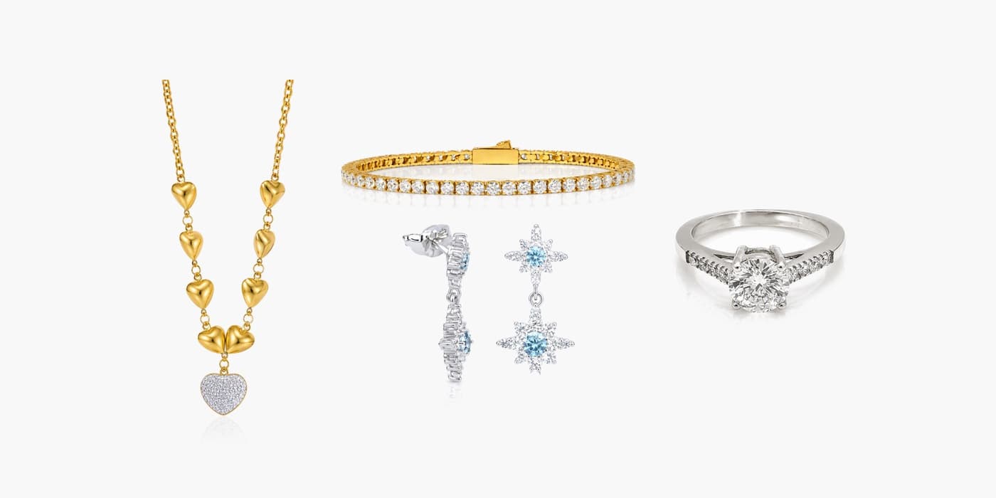 Silver Sparkling Star Jewelry Set