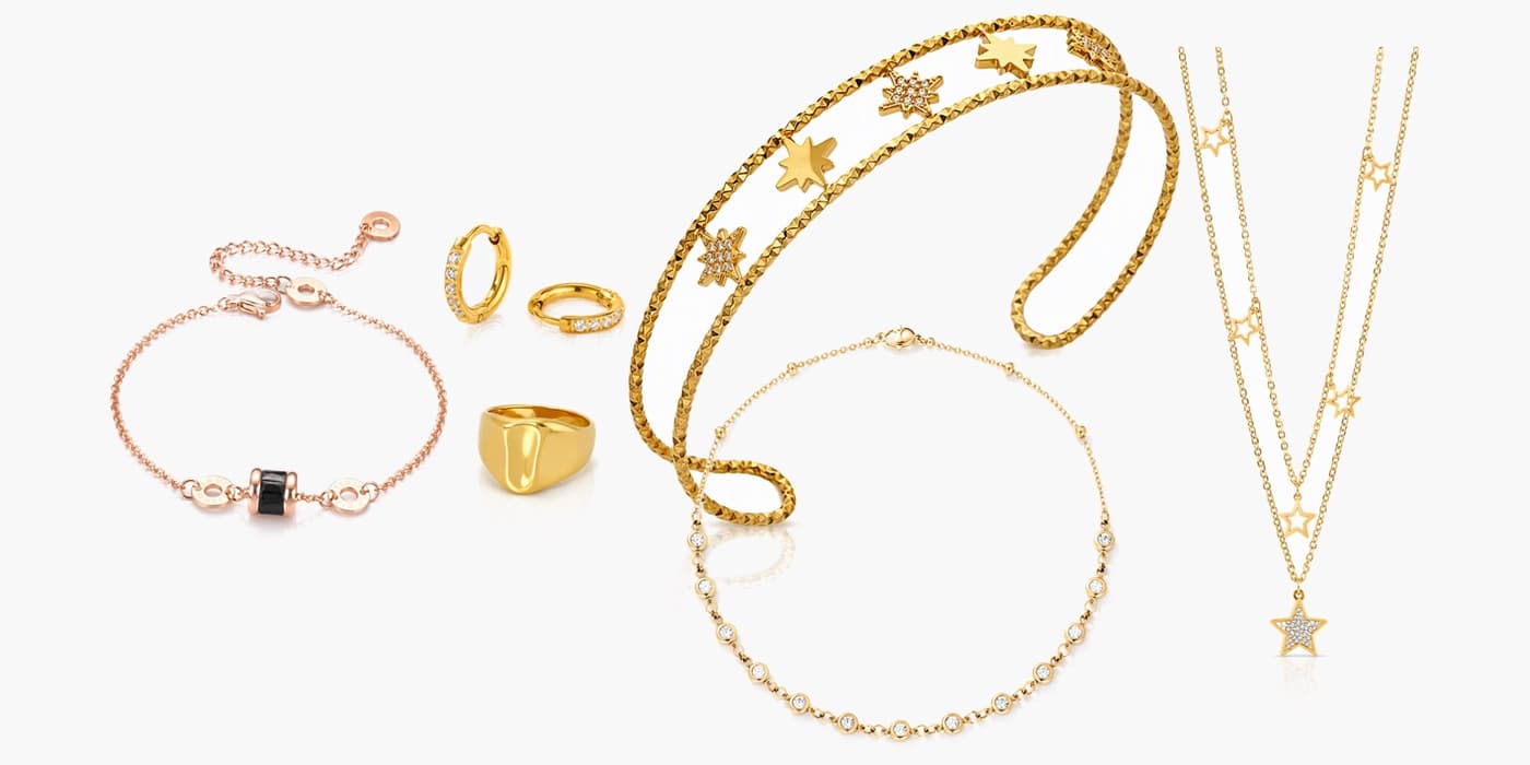 Gold Minimalist Jewelry Layered Set