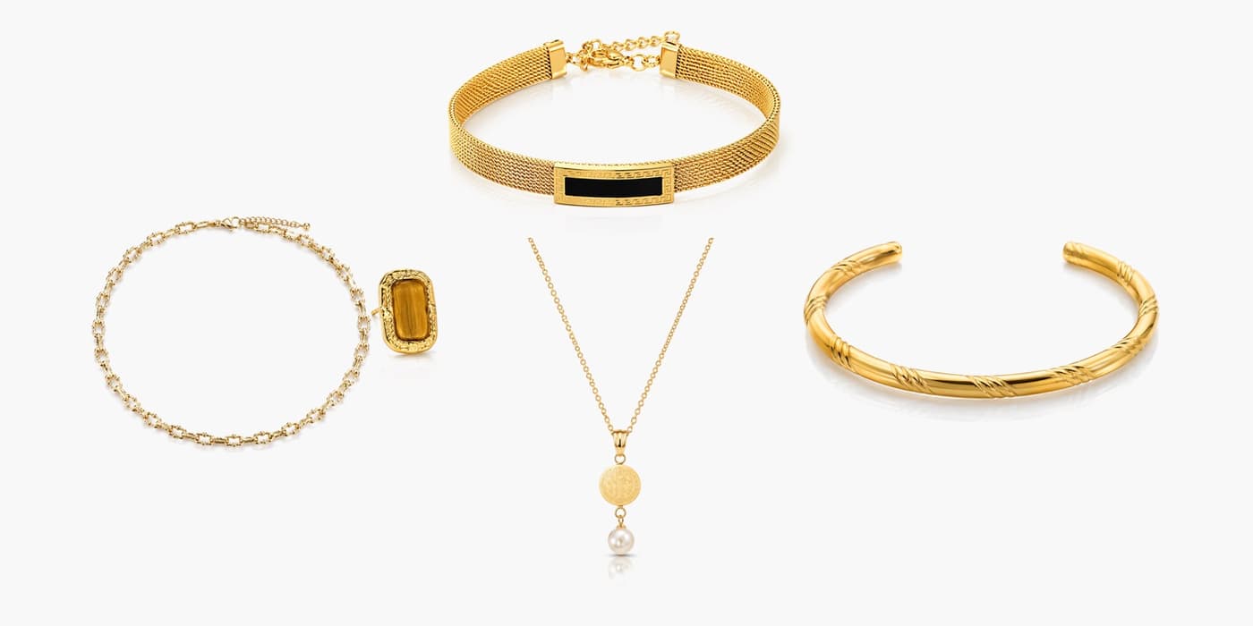 Gold Classic Bar Jewelry Layering Set