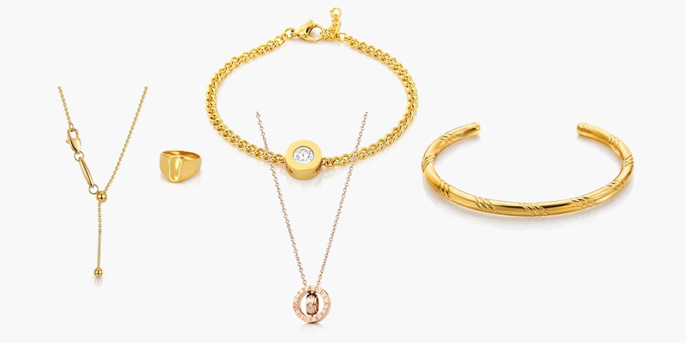 Gold Minimalist Circle Jewelry Layered Set