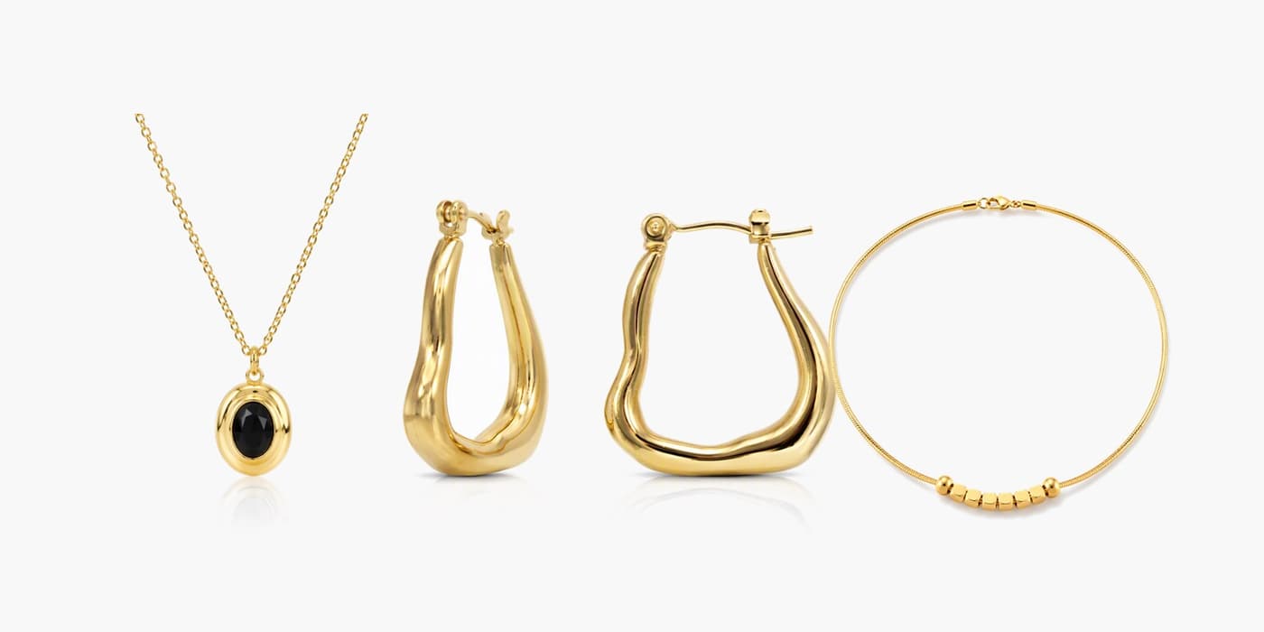 Gold Minimalist Necklace & Earrings Layering Set