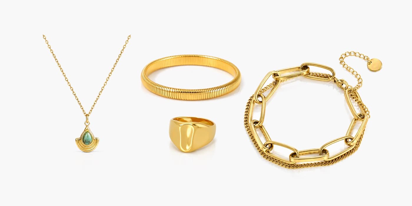Gold Minimalist Teardrop Jewelry Set