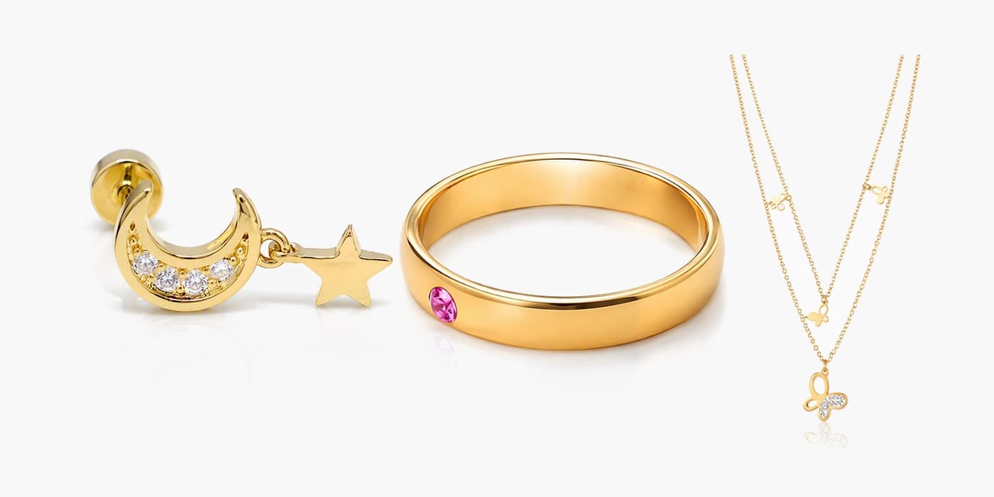 Minimalist Gold Heart Jewelry Set